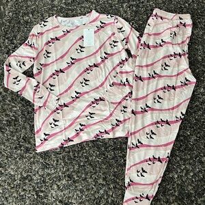 Women's Pink and Black Pajama Set
